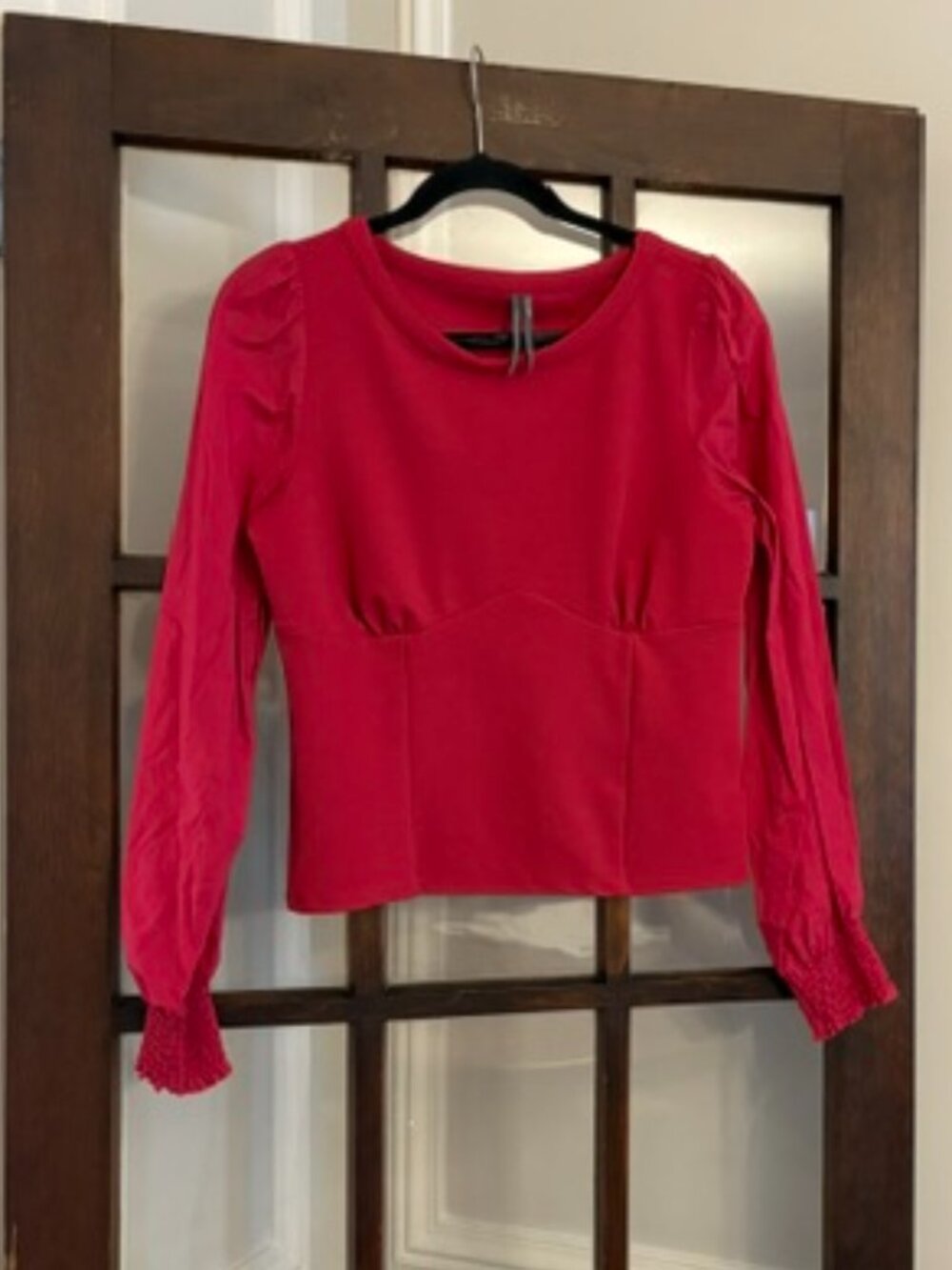 Anthropologie Magenta Blouse with Long Sleeves, Size Medium